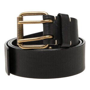 Chanel Coco Mark Eyelet Belt, 14A Stamp, Black Gold Leather, Women's CHANEL